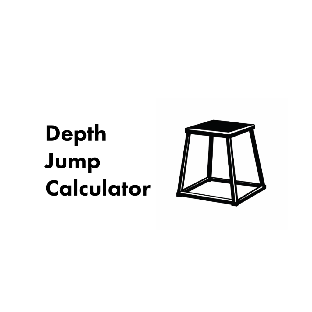 Text "Depth Jump Calculator" beside a simple black outline illustration of a plyometric jump box.