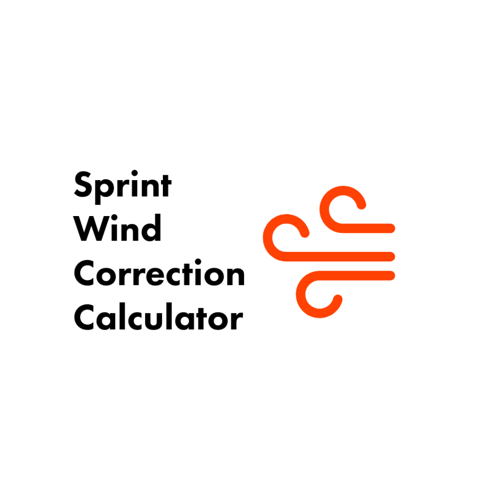 Text Sprint Wind Correction Calculator in bold black next to an orange three-line wind icon on a white background.